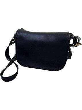Vintage Coach 9951 Black Shoulder Bag Crossbody Saddle Bag Genuine Leather